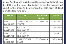2016 Property Tax Sale - Monday, September 26th @ 10am