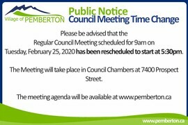 Public Notice | Council Meeting Time Change for Feb 25th Meeting