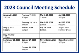 Public Notice | 2023 Council Meeting Schedule